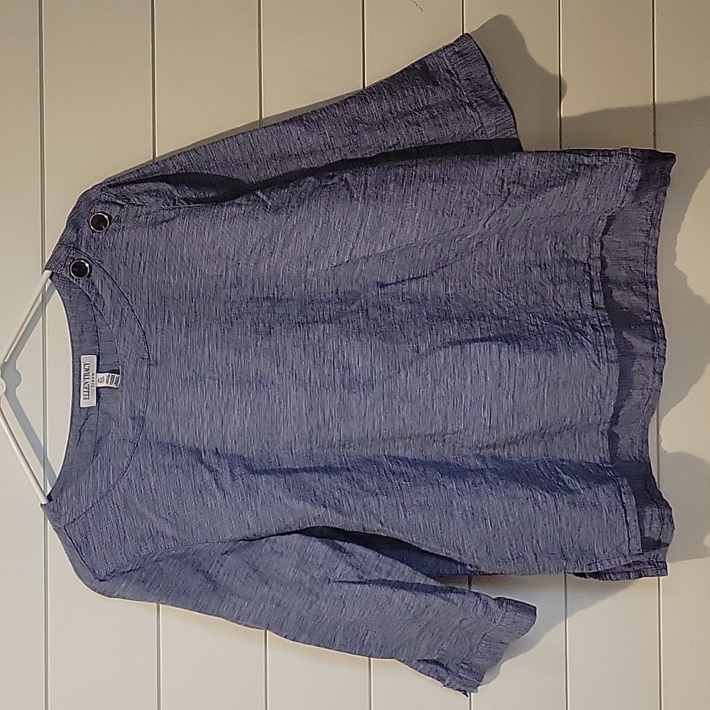 Ellen Tracy Blue Blouse with Button Detail